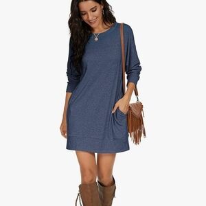Casual Navy Long Sleeve Dress